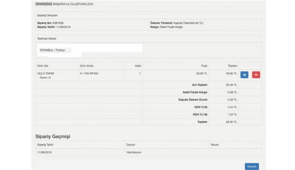 Opencart Sipariş Onay Sayfası Modülü